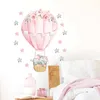Zakładki dla dzieci akwarela różowe na gorące powietrze balonowe naklejki ścienne do dzieci dekoracji pokoju dziecięcego