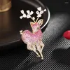 Brooches Sika Deer Pins For Women Cute Animal Brooch Brand Design Cubic Zirconia Corsage 2023 Fashion Wedding Bouttoniere