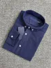 Spring and Autumn Mens Polos Pure Cotton Oxford Spinning Long sleeved Shirt Fashion Business Solid Color Simple Non ironing Men 1125ess