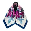 Sciarpe Pianta Fiore Sciarpa Donna Primavera Scialle di seta Raso Avvolgere 2023 Stole da spiaggia Fazzoletto Big Fashion Print Design Hijab Bandana