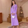 Casual Dresses 2023 Ankomst Dubai Kaftan Rose Hooded Purple Hand Sying Drill Women's Arabic Diamond Dress Worldwide