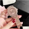 Women'S Watches Brand Women Girl Diamond Crystal Big Letters Style Metal Steel Band Quartz Wrist Watch M126 Drop Delivery Dht0J