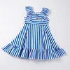 Girl Dresses Girlymax 4th Of July Independence Day USA Summer Baby Girls Boutique Children Clothes Navy Stripe Popsicle Sleeveless Dress