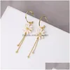 Bengelen kroonluchter vrouwen lange tassel oorbellen Koreaanse zoete vlinder Rhinestone oorrel elegante geometrische hangende sieraden ne dhgarden dhcnt