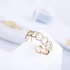 Bagues en grappe plaqué or 16 carats chaînes romantiques pour femmes élégantes zircone cubique doigt ouvert sur la bague cadeau de fiançailles ami 2023