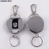 Stainless Steel Wire Rope Elastic Keychain Recoil Sporty Retractable Alarm Key Ring Anti Lost Yoyo Ski Pass ID Card
