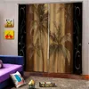 Cortina de cortina de coco marrom cortinas 3D simples e frescas