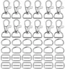60pcs Purse Hardware Keychain Hooks with D Rings Set for Bag Making Lanyard Snap Hooks Metal Swivel Clasps with Slide Buckle