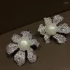 Stud -oorbellen Elegante delicate bloemenparel voor vrouwen sprankelende groot formaat overdrijving bloemen banket sieraden