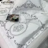 Zestawy pościeli luksusowe białe satynowe bawełniane haft haftowy miękki jedwabisty podwójny kołdra 1 łóżko pościel dopasowana arkusz 2 poduszki 4pcs