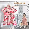Girl -jurken zomer korte mouw cartoon dot print met een shirt met borsten met één borsten Koreaanse baby kleine meisjes prinses mode bebes