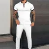 Men's Tracksuits Mens Jogger Outfits 2PCS Tracksuit Set Short Sleeve Knitted T Shirts Pants Sweatsuit Daily Clothing S-3XL For 230515