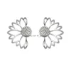 Stud Trendy Scava Fuori Orecchini Fiore Di Loto Sier Orecchino Placcato Oro Donna Lady Party Fashion Fine Jewelry Drop Delivery Dhgarden Dhz6R