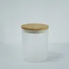 10oz Sublimation Candle Tumblers Frosted Candle Cup Jars Empty Glasses With wooden Lid Z1