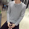 Men's T-Shirts Striped T-shirt Men Long Sleeve Pullover Trendy Black White Striped Tops for Men Harajuku Casual Base Shirt Invisible Undershirt 230515