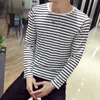 T-shirts voor heren Gestreept T-shirt Heren Lange mouw Trui Trendy Zwart Wit Gestreept Tops voor mannen Harajuku Casual basisshirt Onzichtbaar ondershirt 230515