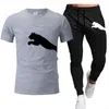 män fritids sommar Träningsoveraller kläder sportkläder tvådelad T-shirt märke Basket löpning Sportwear Fitness Sweatshirt Byxor