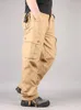 Men's Pants Men's Cargo Pants Mens Casual Multi Pockets Military Large size 44 Tactical Pants Men Outwear Army Straight slacks Long Trousers 230515