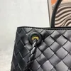 Borse a tracolla Borse shopping firmate Borsa tote media Andiamo Borsa a tracolla donna Pelle di vitello intrecciata Borsa a tracolla moda Borse di alta qualità Nuovo d3g