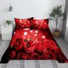 Set lenzuolo piatto con stampa fiore rosa rossa personalizzata con federa biancheria da letto in poliestere morbido per bambini adulti uso domestico 0,9/1,2/1,5/1,8/2,0 m