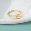 Anillos de racimo para mujer, Anillo geométrico de circón de pareja de diseño Vintage, Anillo atractivo estético, joyería de Color dorado, regalo para niñas