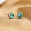 Stud Earrings 2023 Fashion S925 Sterling Silver Fine 10MM Green Flower ZC Zircon For Women Engagement Mom Jewelry