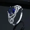 Bagues de mariage Mode Bijoux pour hommes et femmes Bague en saphir plaqué argent 18 carats