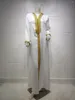 Ethnische Kleidung Eid 2023 Muslimische Frauen Langarm V-Ausschnitt Abaya mit Kapuze Dubai-Kleid Abayas Partykleider Ramadan-Kaftan-Kaftan
