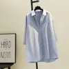 Women's Blouses Stylish Spring Button Up Tops Solid Color Cotton Shirt Women Lady Long Sleeves Korean Loose White Matcha Green Top