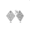 Boucles d'oreilles en forme de diamant pour Pandora Real Sterling Silver Wedding Party Designer Boucles d'oreilles pour femmes Girlfriend Gift Boucles d'oreilles de luxe avec coffret d'origine