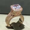 Vintage 925 Стерлинговое серебро 18K Розовое золото Обручальные кольца для женщин