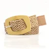 Belts Retro Ins Style Women Fashion Braided Belt Imitation Wood Buckle Rattan With Dress Corset Waist Accessory