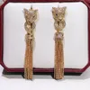 Fashion personality domineering street style tassels leopard Earrings party high quality women Silver needle 925238J