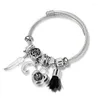 Armreif Böhmischen Stil Quaste Feder Silber Farbe Frauen Armbänder Mode Sterne Mond Süße Liebe Schloss Armband Schmuck Femme Armreifen