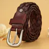 Belts 2.8CM Fashion Luxury Designer Weaving Belt Women High Quality Full Grain Real Genuine Leather Girdle Breathable For Jea