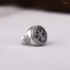 Pierścienie klastrowe 925 Sterling Srebrny mężczyzna zaręczynowy obrączka 15x15 mm okrągły kabochon półprzepciep