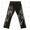 Jeans pour hommes Graffiti American Hip Hop Y2k Pantalons Hommes Street Style Retro Sarouel Hommes Noir Cargo