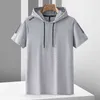 Men's T-Shirts Quick Dry Sport T Shirt Men'S 2023 Short Sleeves Summer Casual Grey Blue With Hooded Top Tees GYM Tshirt Clothes L230515