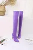 Boots 2023 Womens Model Cow Suede Sexy Pointed Toe Set High Stiletto Women Tube Elastic Candy Colors Over The Knee 46