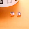 Pandora için Lüks Gül Altın Kalp Sapı Küpe 925 STERLING Gümüş Düğün Takı Tasarımcı Küpeler Kadınlar İçin Pembe Kristal Elmas Küpe Orijinal Kutu ile