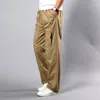 Herrenhosen Sommer Herren Khaki Hosen Große Größe Gerade Passform Große Größen 5XL Seitentaschen Weites Bein Baumwolle Schwarz Cargohose Arbeitshose Männlich 230515