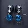 Stud Earrings Vintage Green Crystal White Cubic Zircon For Women Blue Yellow Geometric CZ Wedding Party Jewelry 2023 Arrival