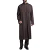 Etnische kleding 2023 Vintage mannen Islamitische Arabische jubba thobe lange mouw stevige zakken gewaden Saoedi -Arabië Abaya jurk moslim kaftan mannetje