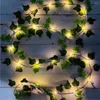 Struny 2M/3M/4m sztuczna roślina Ivy LED LIGHT LIGHT Creeper Green Leaf Vine Garland na świąteczne świąteczne świąteczne światła