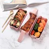 Bento -dozen keuken magnetron lunchbox tarwe rietje gezond materiaal 3 lagen Japanse bento box food container kinderen schoolkantoor dinerijen 230515