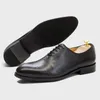 Genuine Cow Leather Shoes Business Casual British Dress Mens Lace Up Derby Bright Formal Oxford Handmade Black Big Size 23