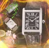 Crime Premium rectangle shape watch 31MM*41MM roman dial rose gold silver men's clock bracelet genuine leather tank-must designer mechanical automatic wristwatch