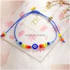 Charm Armbänder Türkische Evil Eye Armband für Frauen Mode Perlen 2021 Böhmische Regenbogen Perlen Schmuck Seil Schnur Glückstropfen Lieferung Dhbgy