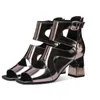 Sandały Kwadratowe Sandały Sandały Letnie modne buty puste rzymskie buty temperament metalowe buty palców z piaskami zamkiem 230515