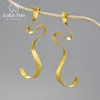 Ciondola Lampadario Lotus Fun Minimalismo Spirale Curva Orecchini pendenti lunghi per le donne Regalo Vero argento sterling 925 Gioielli dal design insolito 230515